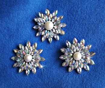 Rhinestone and Faux Pearl Brooch 3 Piece Set