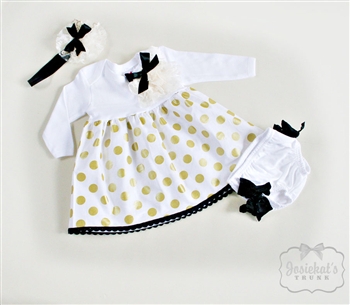 Gold Dot Holiday Sparkle Skirt Set