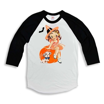 Halloween Girl Pumpkin Princess Baseball Tee Shirt