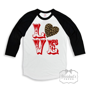 Valentine LOVE Baseball Black and White Tee