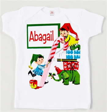 Retro Personalized Christmas Elf Vintage Tee