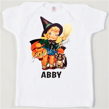 Retro Personalized Halloween Girl Vintage Tee