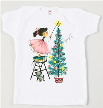 Retro Christmas Tree Girl Vintage Tee